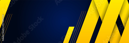 Abstract navy dark blue and yellow banner background. Vector abstract graphic design banner pattern background template.