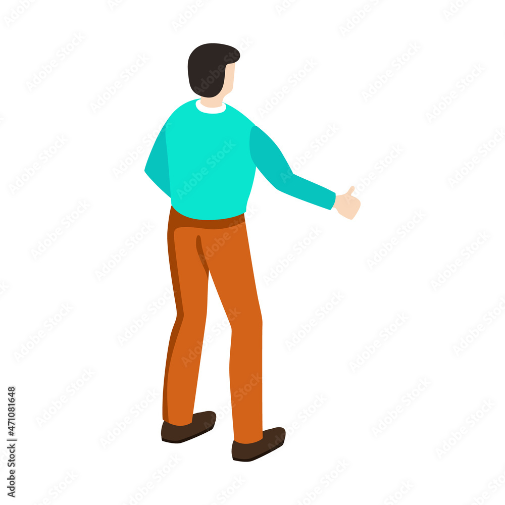 Back View of a Human Standing. Isolated Design Element. Person in Full length. Vector illustration
