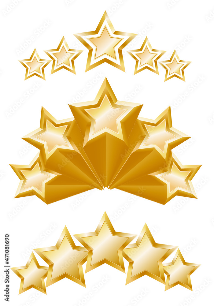 Obraz premium Set of gold stars isolated on white background 