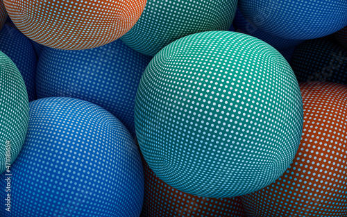 Soft balls, geometrical concept, 3d rendering.