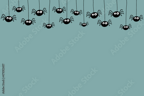Design of Halloween background with funny spiders. Vector