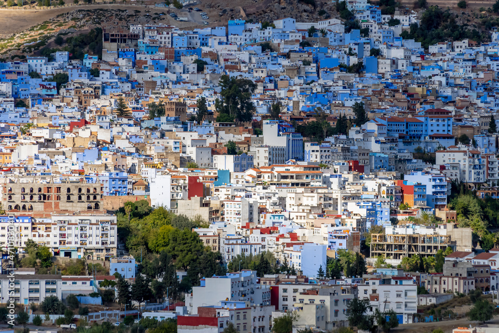 Scenic View Of The Famous City Of Chefchaouen Also Known As The Blue Pearl