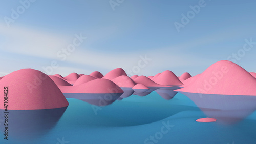 Desert with sky background. 3D illustration  3D rendering  