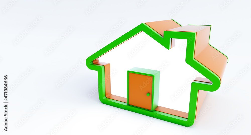 green and brown house icon isolated on white background. minimal style cute home. 3d rendering green and brown house icon isolated on white background. minimal style cute home. 3d rendering