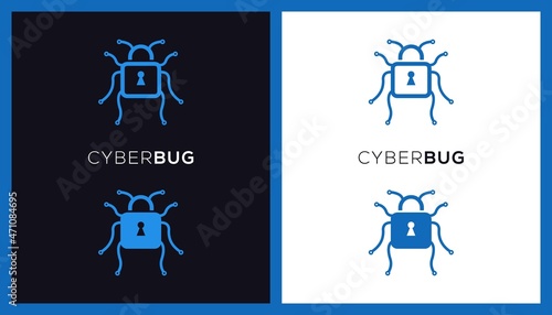 Abstract Cyber Bug Logo Design. Creative Vector based Icon template.