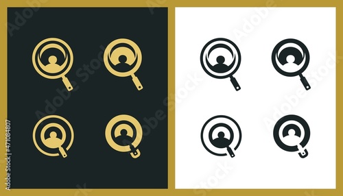 collection of job search icon with magnifying glass vector logo. Job or Employee Logo Design. Creative Vector Recruitment Agency based Icon template.