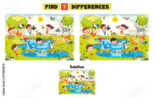 Find Seven Differences Activity For Children