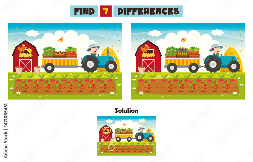 Find Seven Differences Activity For Children