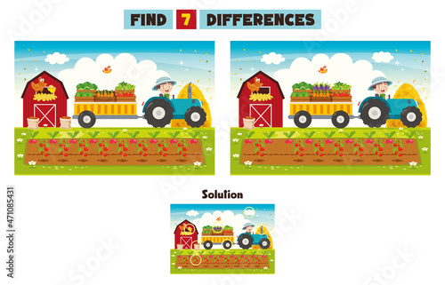 Find Seven Differences Activity For Children