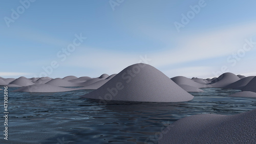 Desert with sky background. 3D illustration  3D rendering  