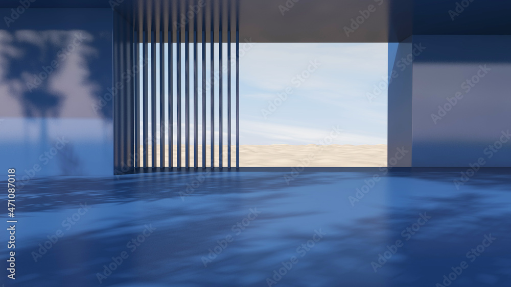 Empty room with Wall Background. 3D illustration, 3D rendering	