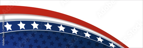 American blue and red banner background template. American nation banner with national flag Independence and freedom vector. USA country day celebration. Patriotic background with waving American flag