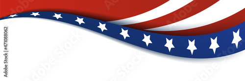 American blue and red banner background template. American nation banner with national flag Independence and freedom vector. USA country day celebration. Patriotic background with waving American flag