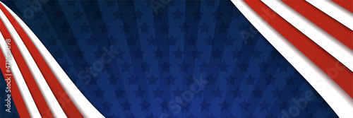 American blue and red banner background template. American nation banner with national flag Independence and freedom vector. USA country day celebration. Patriotic background with waving American flag