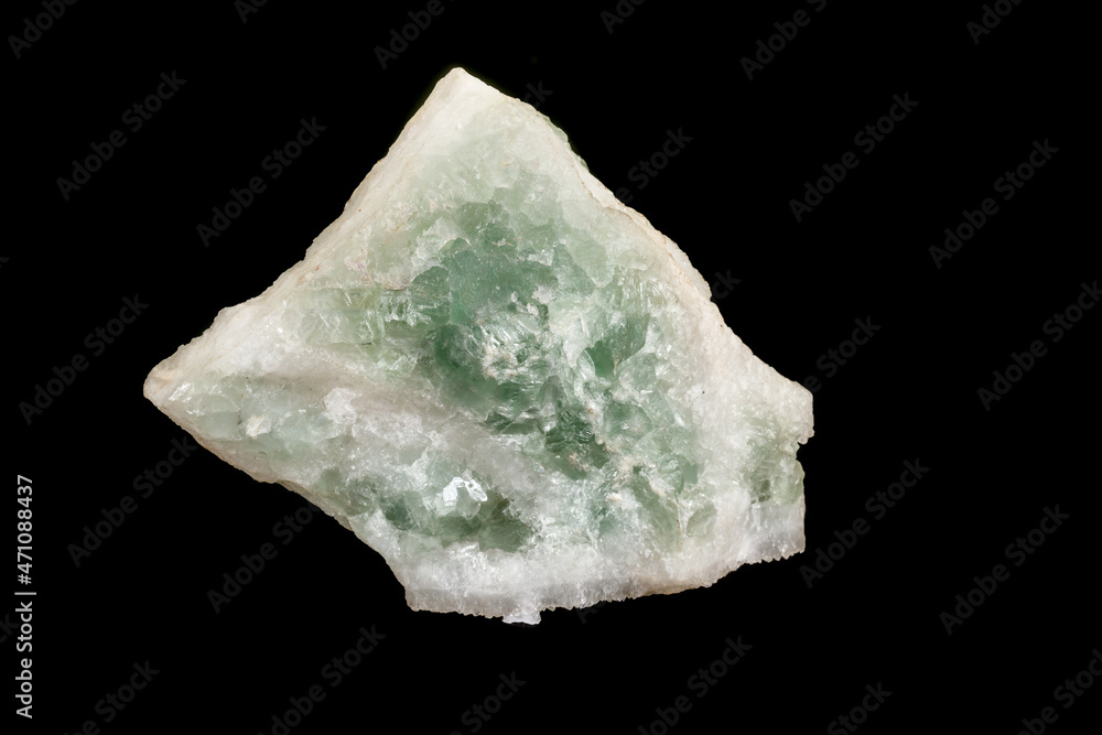 Macro stone mineral Fluorite on a black background Macro stone mineral Fluorite on a black background