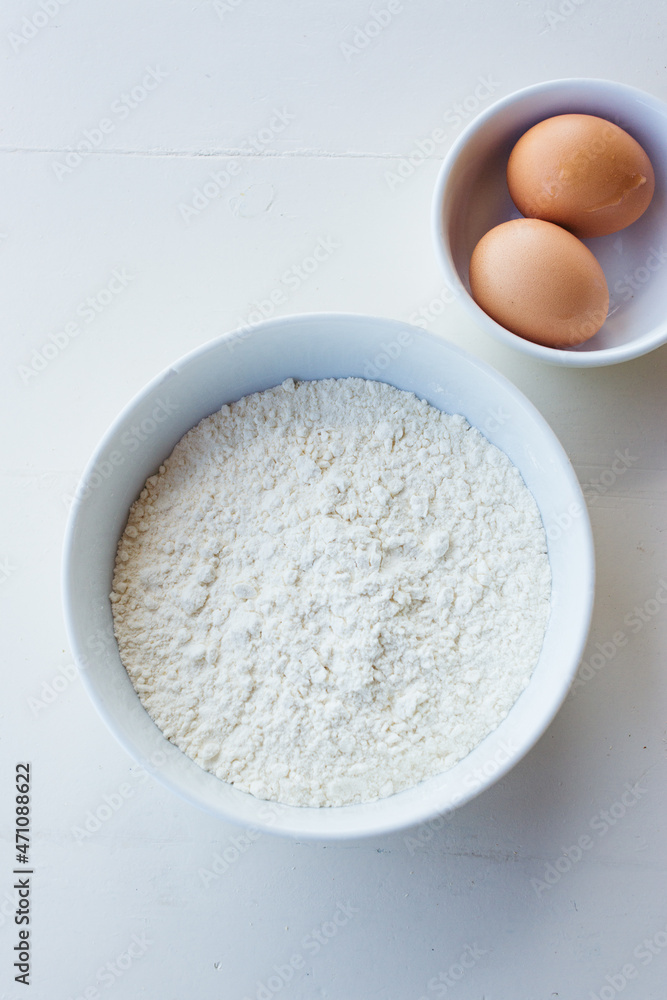 Baking Cooking Ingredients Flour Egg. Top View Copy Space. Cookies Pie Or Cake Recipe Baking Cooking Ingredients Flour Egg. Top View Copy Space. Cookies Pie Or Cake Recipe