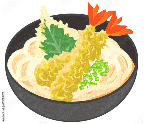 天ぷらうどん　手描き風