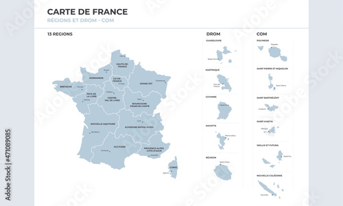 Carte de France - Régions et DROM COM photo