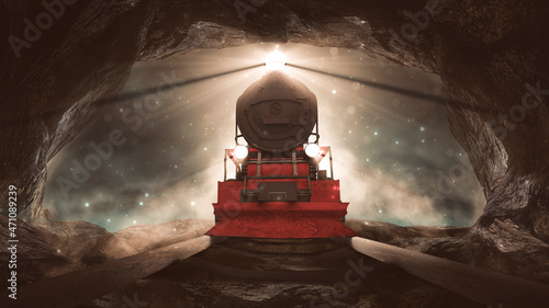 Night fantasy with a cave, ...