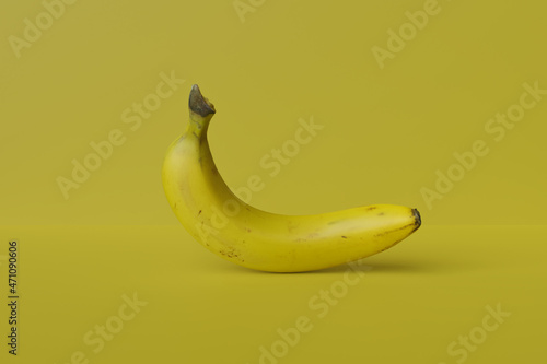 Banana with isolated on yellow background