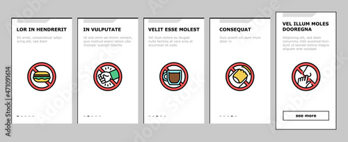 Addiction Substance Dependence Onboarding Mobile App Page Screen Vector. Stimulant Drugs And Painkillers Pills, Gambling Game And Alcohol, Tobacco Cigarettes And Marijuana Addiction. Illustrations
