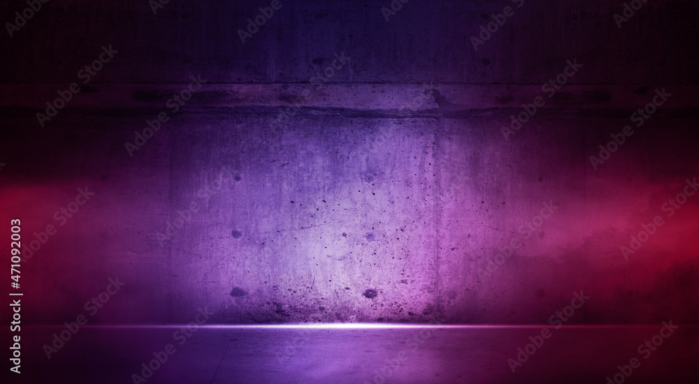 Background rough concrete with neon lights. Texture for display products wall.
Background rough concrete with neon lights. Texture for display products wall.