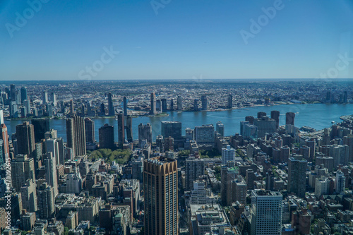 Amazing panoramic view of the city New York  where you can see the Hudson River  the east river  central park and skyscrapers