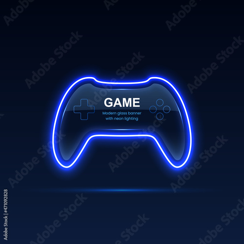 Neon game controller. Gaming gamepad. Vector eps10.