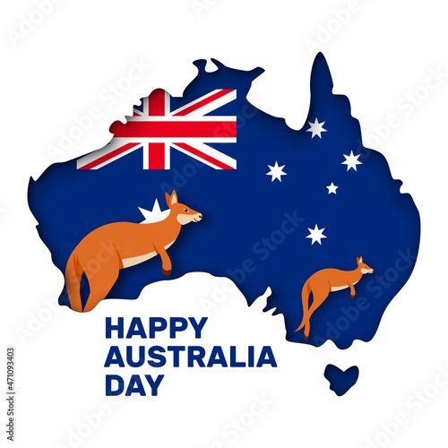 Australia day with australian map in paper style