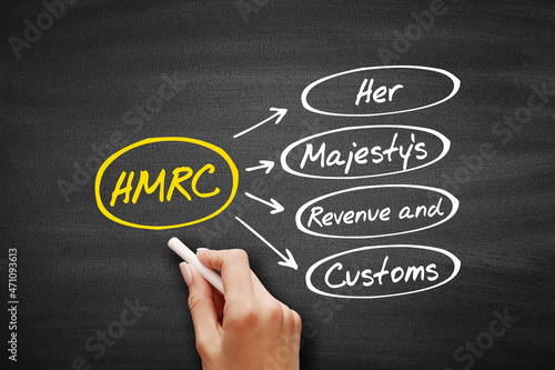 HMRC - Her Majesty's Revenue and Customs acronym, business concept on blackboard photo
