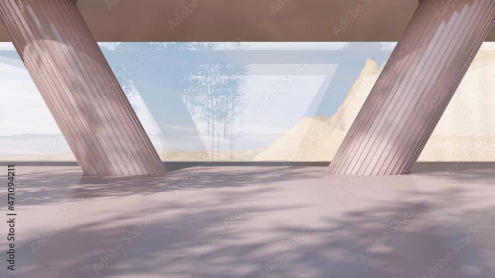 Fototapeta premium Empty room with Wall Background. 3D illustration, 3D rendering 
