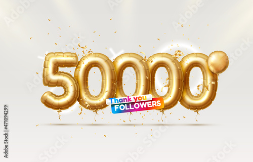 Thank you followers peoples, 50k online social group, happy banner celebrate, Vector