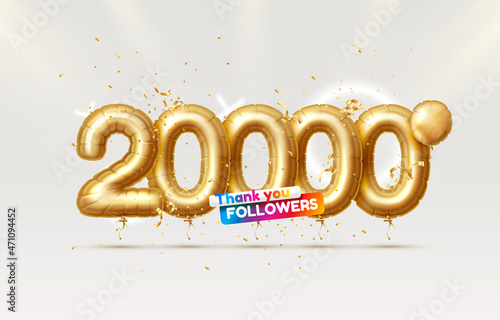 Thank you followers peoples, 20k online social group, happy banner celebrate, Vector