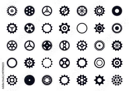 Vector gear wheel icons on white background