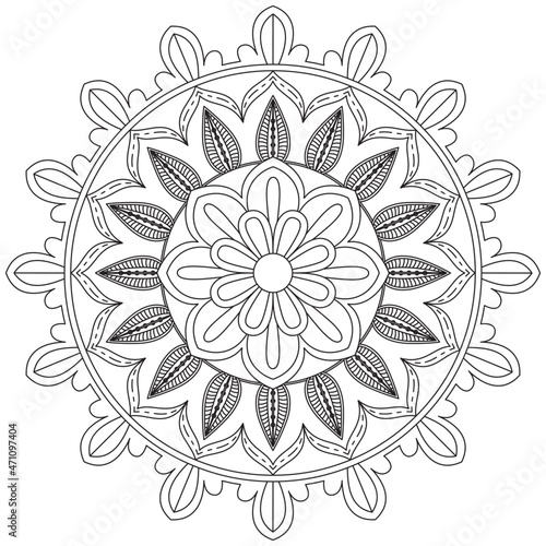 Leaf Flower Petal Coloring Mandala Art Simple Graphic Shape Vector Floral Oriental Outline Vintage Decorative Elements Pattern Illustration Islam Arabic Indian Turkish Mystic Religion Morals Lotus 