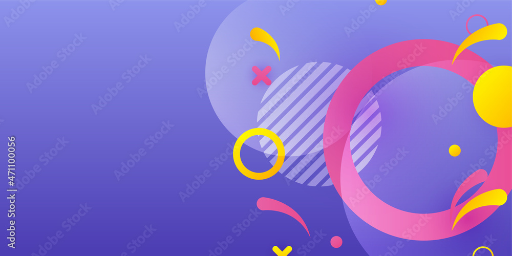 Fototapeta premium Modern colorful minimal Memphis style presentation background with geometric element shapes. Vector abstract graphic design banner pattern background template.