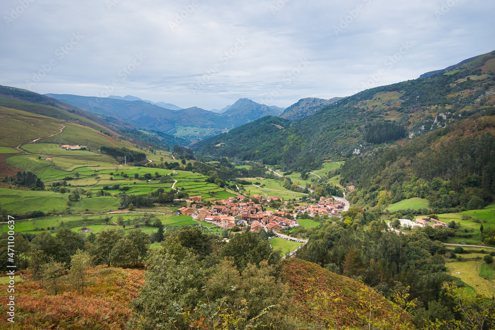 Panoramic landscapes of the town of Carmona, Cantabria, Northern Spain.