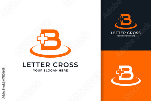 cross letter B logo for business medical hospital care wellness