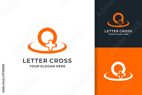 cross letter O Q logo for business medical hospital care wellness
