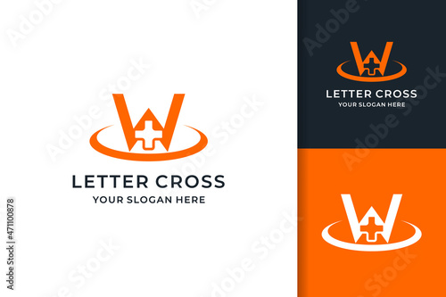 cross letter W logo for business medical hospital care wellness