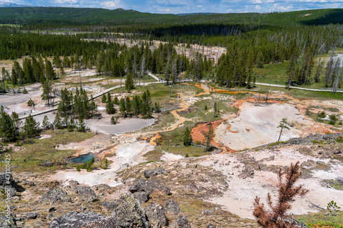 A view from Paintpot Hill at Artists' Paint Pots in Yellowstone National Park