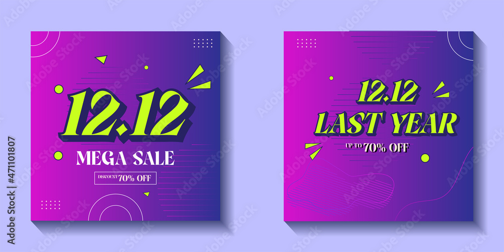 12.12 Shopping day Poster or banner .last year Sales banner template design for social media and website. mega sale banner. Special Offer Sale 70% Off campaign or promotion.
