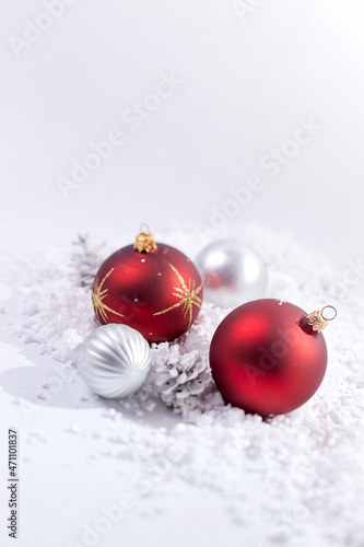  Christmas composition. a pattern of christmas balls on white background