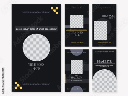 Social media instagram, facebook, pinterest cover template, stories coach with black colors design vector template ai & eps