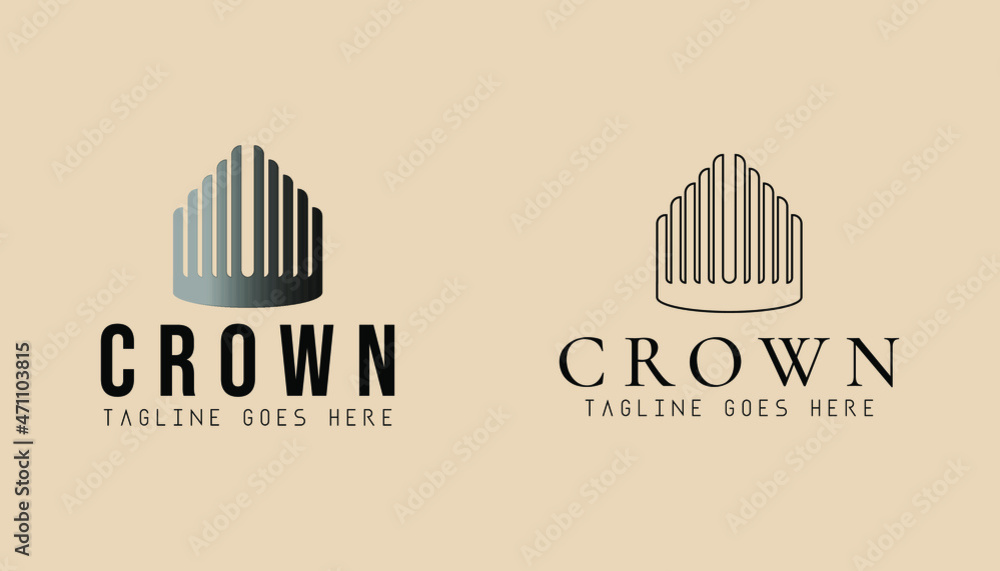 Gate and crown logo inspiration template. Real estate brand identity. Crown logo vector for house interior, real estate or hotel company. Black and white modern apartment and property logo design. Gate and crown logo inspiration template. Real estate brand identity. Crown logo vector for house interior, real estate or hotel company. Black and white modern apartment and property logo design.