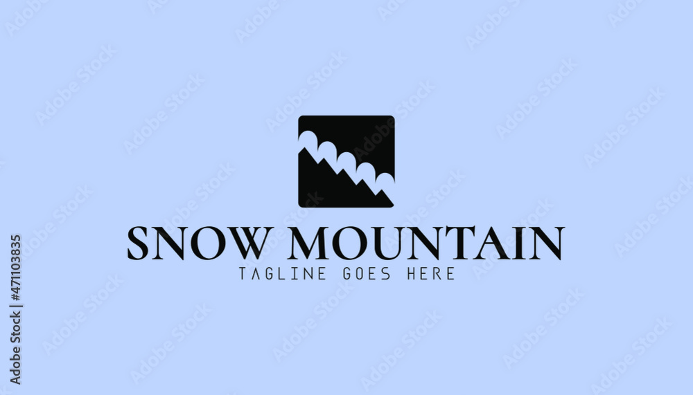 Snow mountain logo inspiration. Black and white mountain vector logo