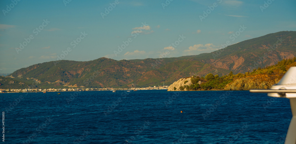MARMARIS, TURKEY: View from Icmeler to the beach in Marmaris.