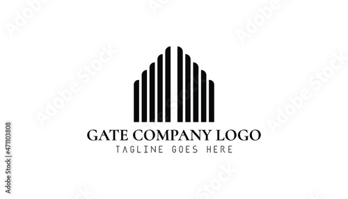 Gate logo inspiration template. Real estate brand identity. Gate logo for house interior  real estate or hotel company. Black and white modern apartment and property logo design.