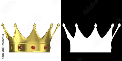 3D rendering illustration of a Royal golden crown