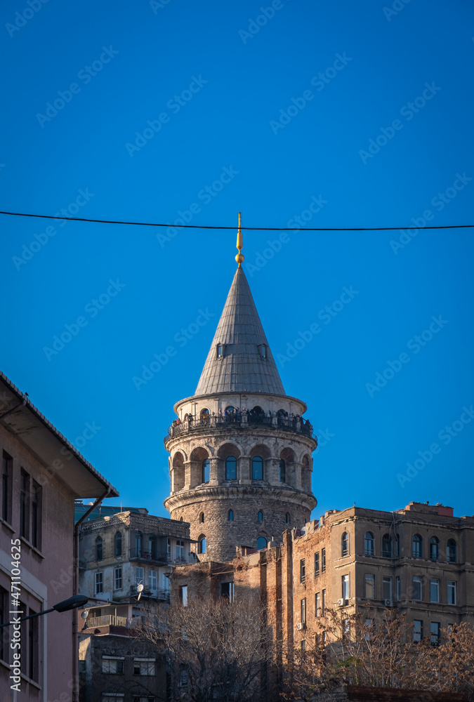 Historic Galata Tower, one of the landmarks of Istanbul